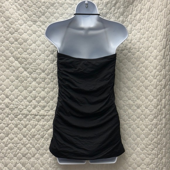 DKNY‎ Black Bandeau Soft Cup Shirred Ruched Swim Dress Size 12 - Picture 4 of 11